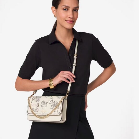 Kate Spade Madison Perforated Willow Convertible Crossbody Butterfly Flowers - Picture 7 of 11